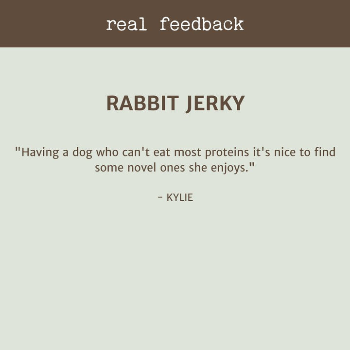 Customer review for Rabbit Jerky - Bonza Dog Treats