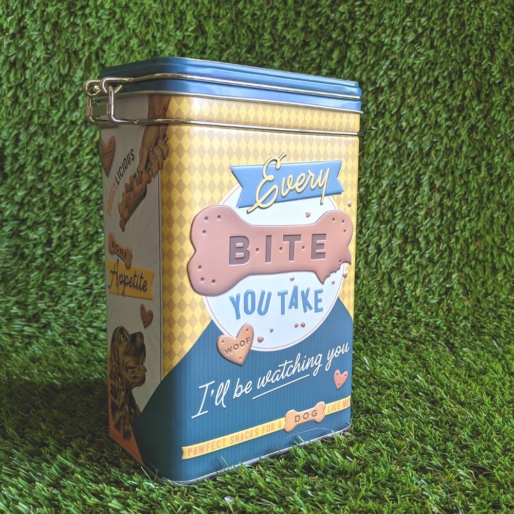 Retro clip top dog treat biscuit tin