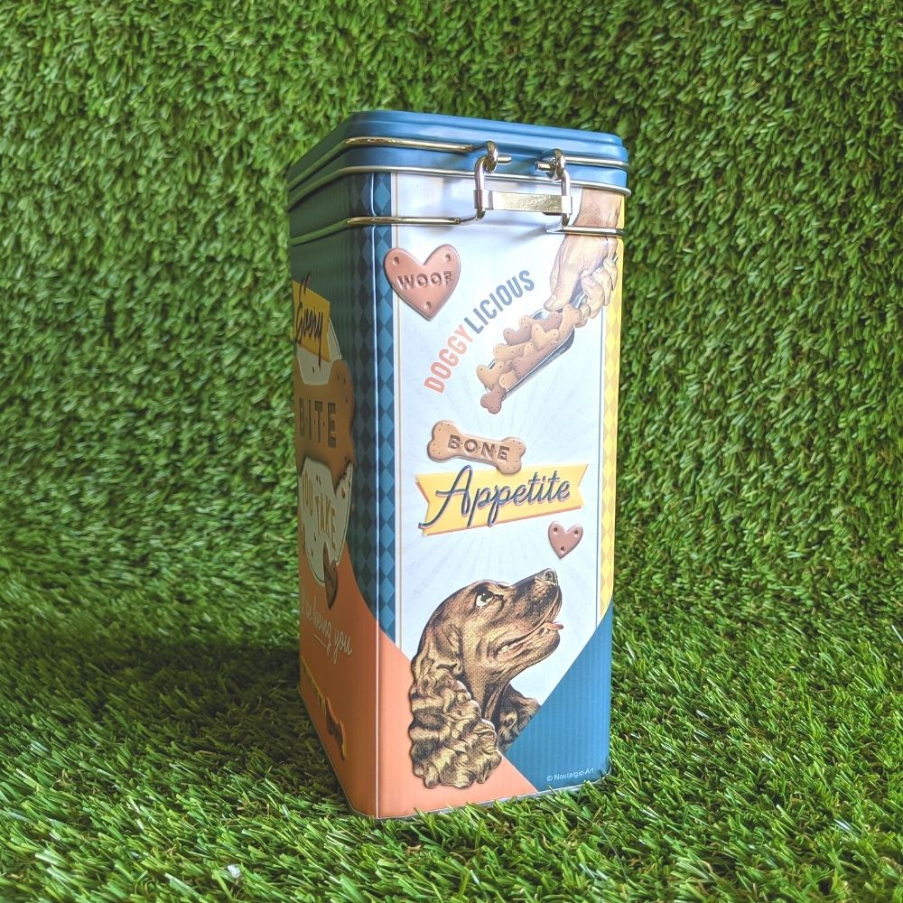 Retro clip top dog treat biscuit tin