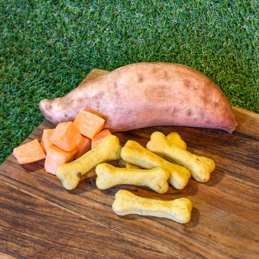 Sweet potato hand made gourmet australian dog treat biscuits