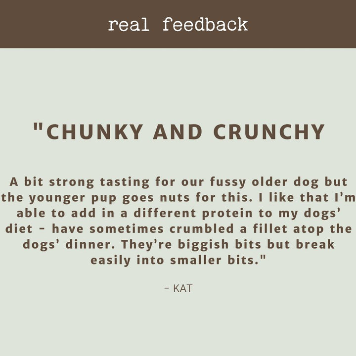 product review testimonial venison jerky bonza dog treats